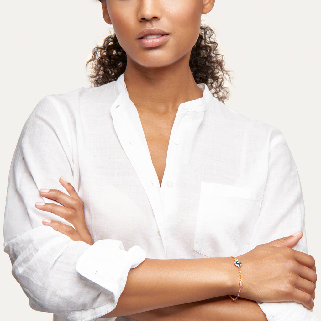 Tamara Comolli BOUTON Mini Chain Armband 'Candy' Small/Medium (B-BOU-c-Can-sm-rg) aus Roségold mit Diamant, Saphir, Topas und Tsavorit