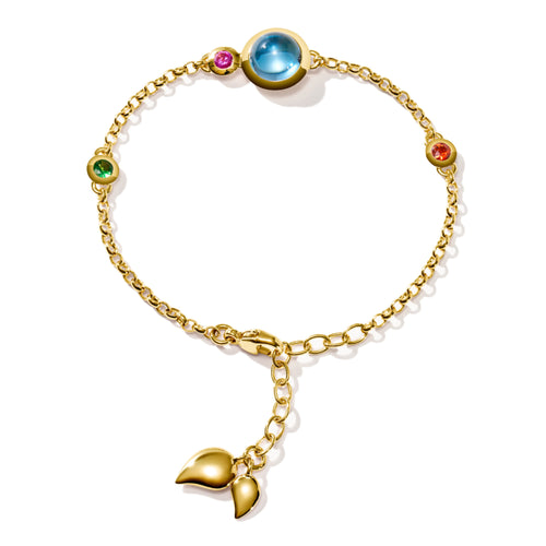 Tamara Comolli BOUTON Mini Chain Armband 'Candy' Small/Medium (B-BOU-c-Can-sm-yg) aus Gelbgold mit Diamant, Saphir, Topas und Tsavorit