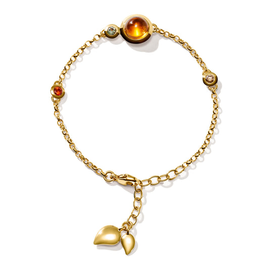 Tamara Comolli BOUTON Mini Chain Armband 'Indian Summer' Small/Medium (B-BOU-c-IS-sm-yg) aus Gelbgold mit Diamant, Citrin und Saphir