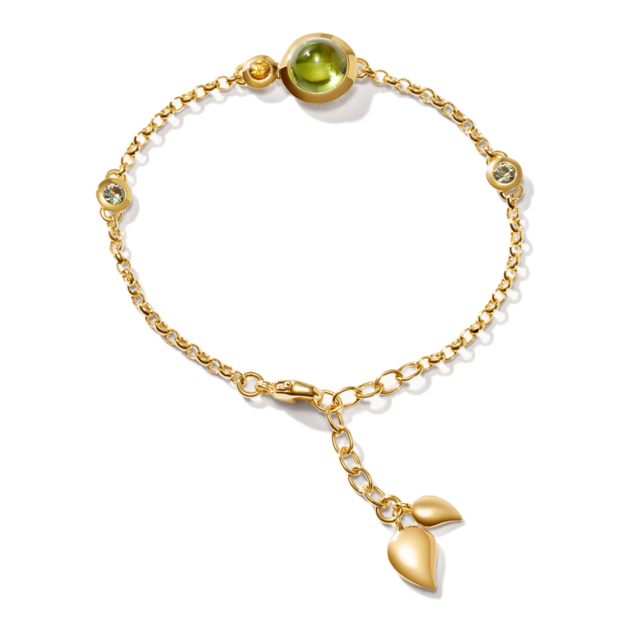 Tamara Comolli BOUTON Mini Chain Armband 'Rainforest' Small/Medium (B-BOU-c-RF-sm-yg) aus Gelbgold mit Diamant, Peridot und Saphir