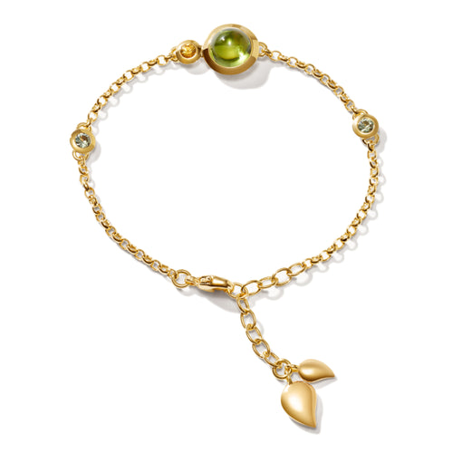 Tamara Comolli BOUTON Mini Chain Armband 'Rainforest' Small/Medium (B-BOU-c-RF-sm-yg) aus Gelbgold mit Diamant, Peridot und Saphir