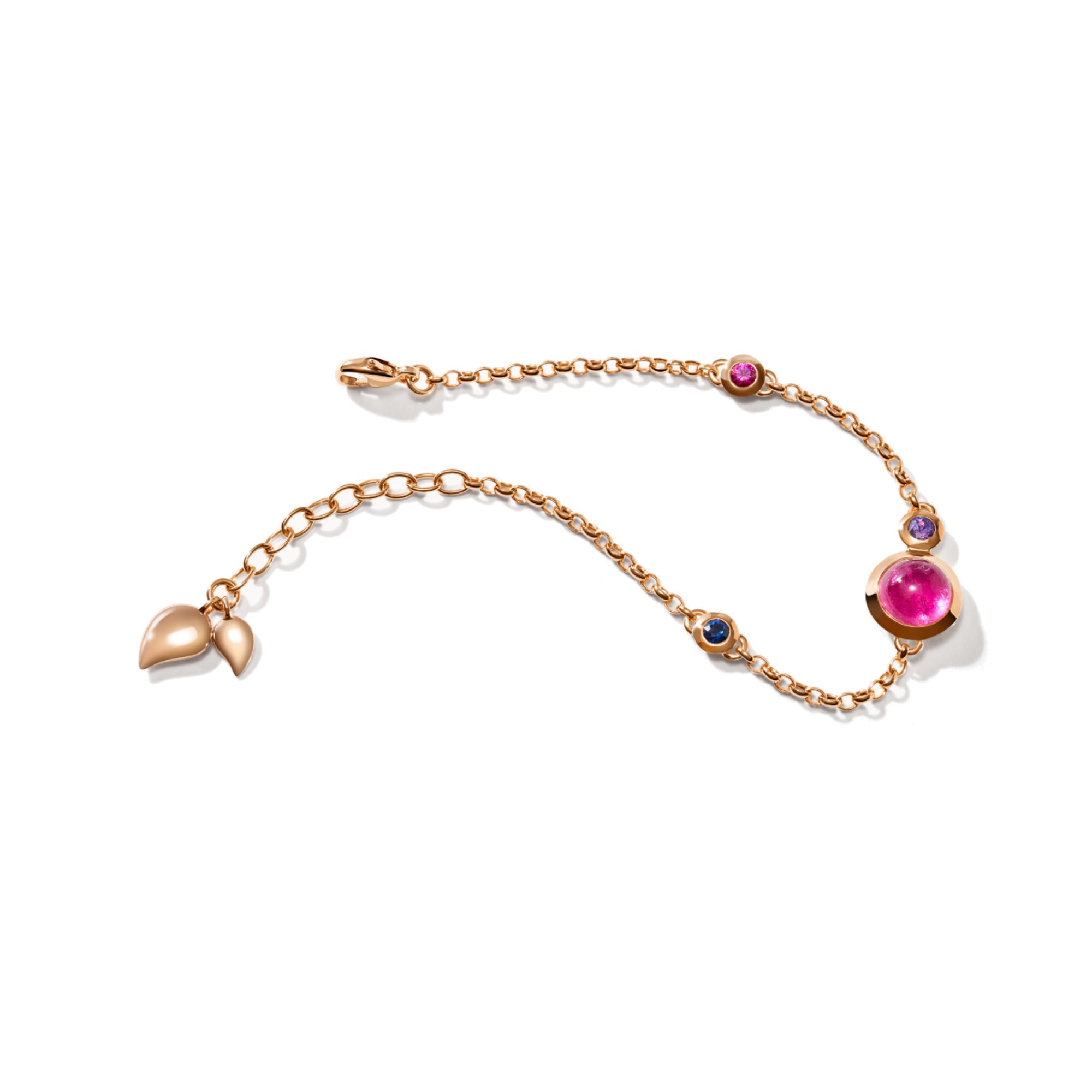 Tamara Comolli BOUTON Mini Chain Armband 'Wildberry' Small/Medium (B-BOU-c-WB-sm-rg) aus Roségold mit Diamant, Saphir und Turmalin