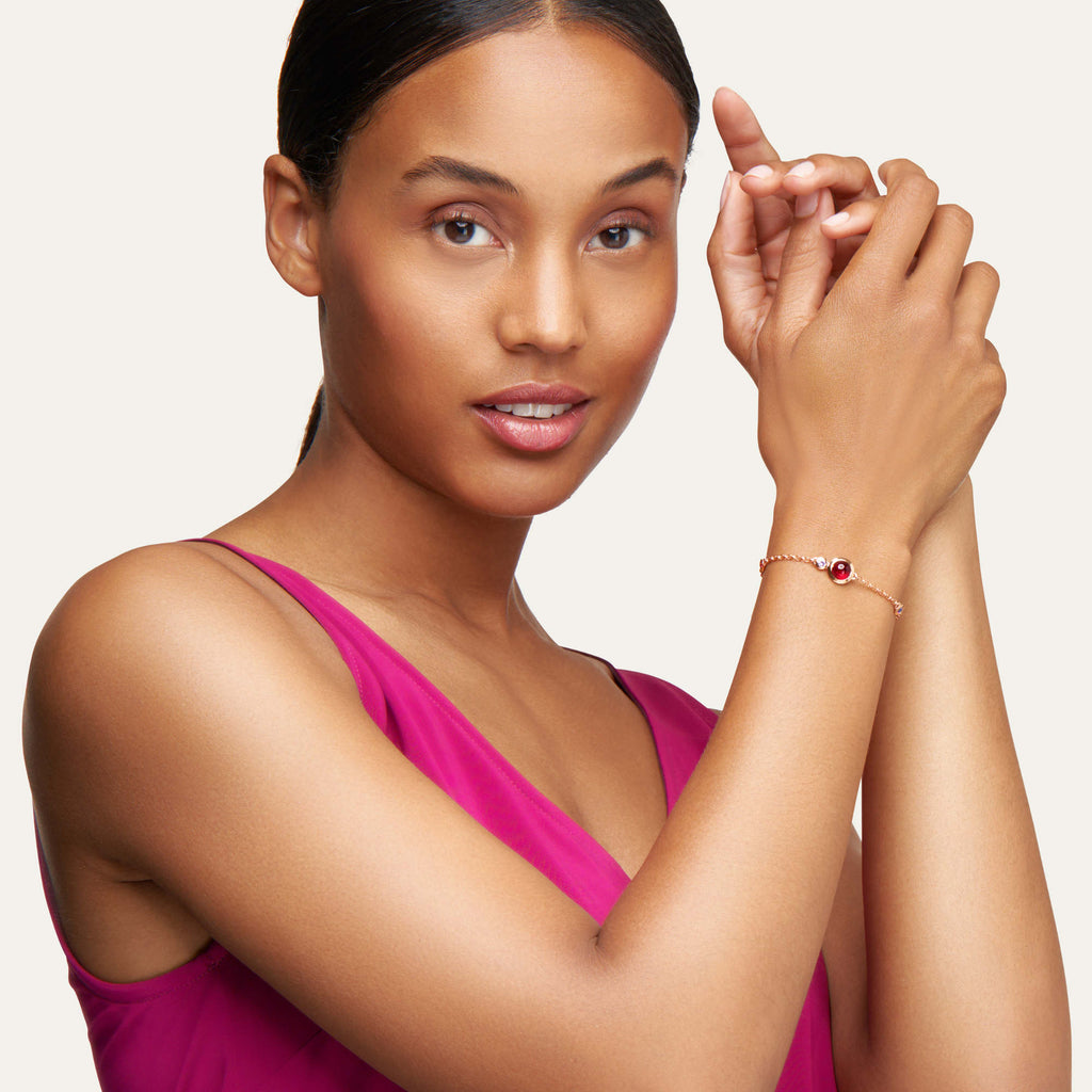 Tamara Comolli BOUTON Mini Chain Armband 'Wildberry' Small/Medium (B-BOU-c-WB-sm-rg) aus Roségold mit Diamant, Saphir und Turmalin
