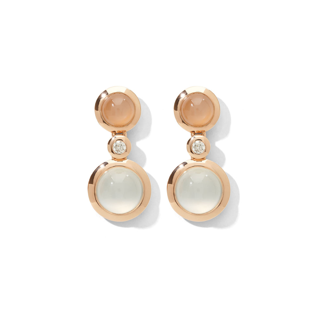 Tamara Comolli BOUTON Ohrhänger 2 Cabochons 'Camel' (E-BOU-2-Camel-Cl-rg) aus Roségold mit Diamant und Mondstein