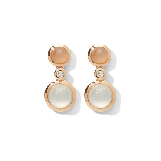 Tamara Comolli BOUTON Ohrhänger 2 Cabochons 'Camel' (E-BOU-2-Camel-Cl-rg) aus Roségold mit Diamant und Mondstein
