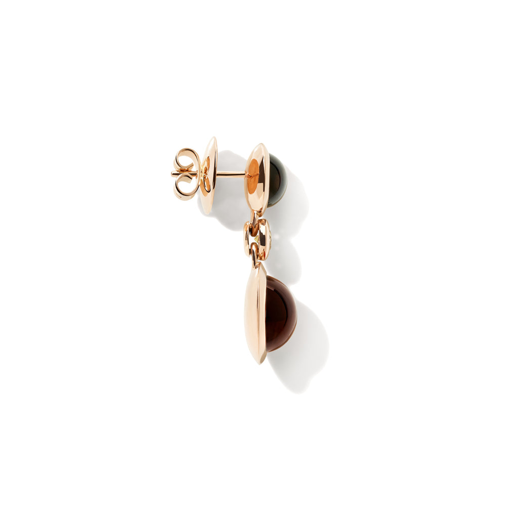 Tamara Comolli BOUTON Ohrhänger 2 Cabochons 'Indian Summer' (E-BOU-2-IS-Sa-rg) aus Roségold mit Diamant, Citrin, Peridot, Rauchquarz und Saphir