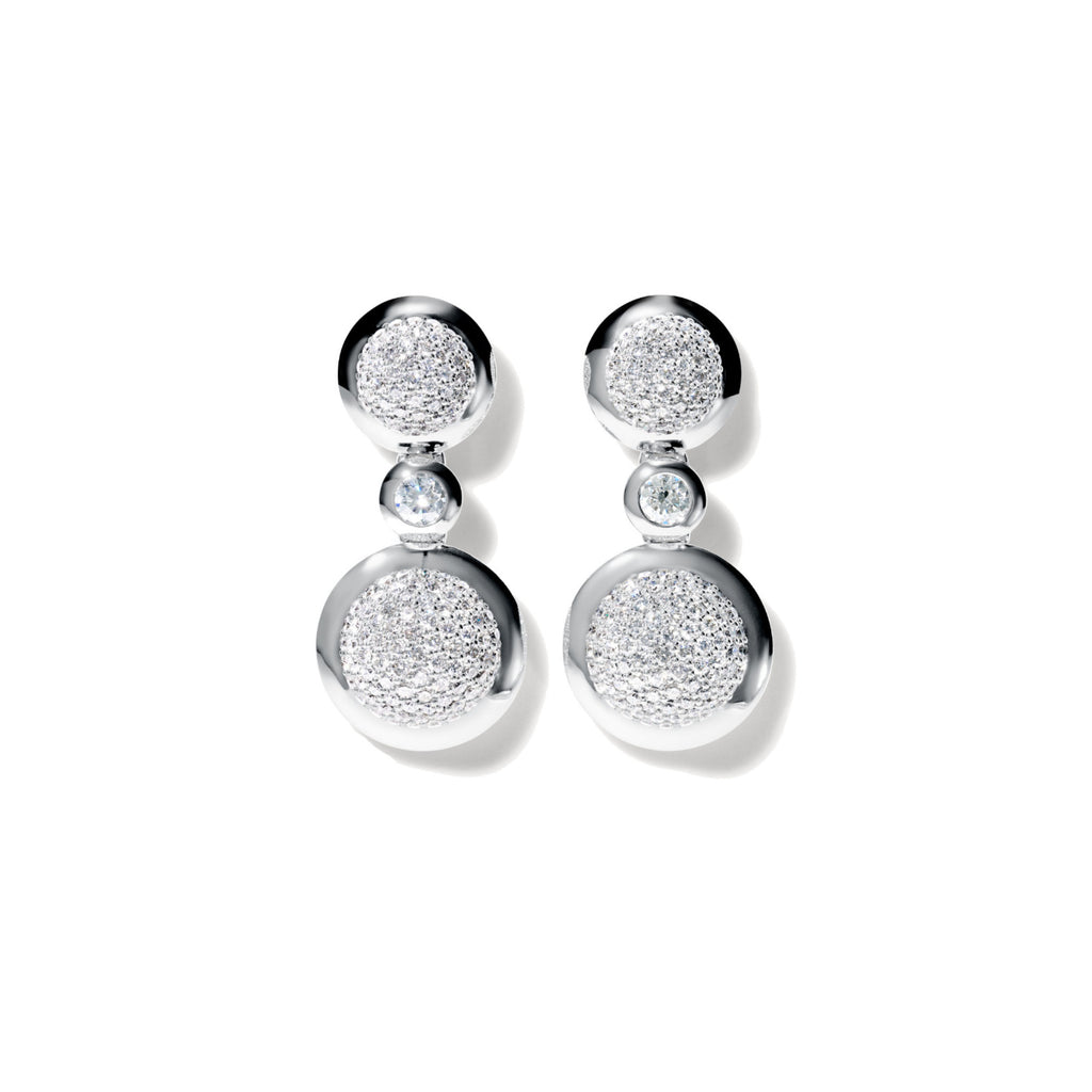 Tamara Comolli BOUTON Ohrhänger 2 Cabochons mit Diamant-Pavé (E-BOU-2-p-Cl-wg) aus Weißgold mit Diamant