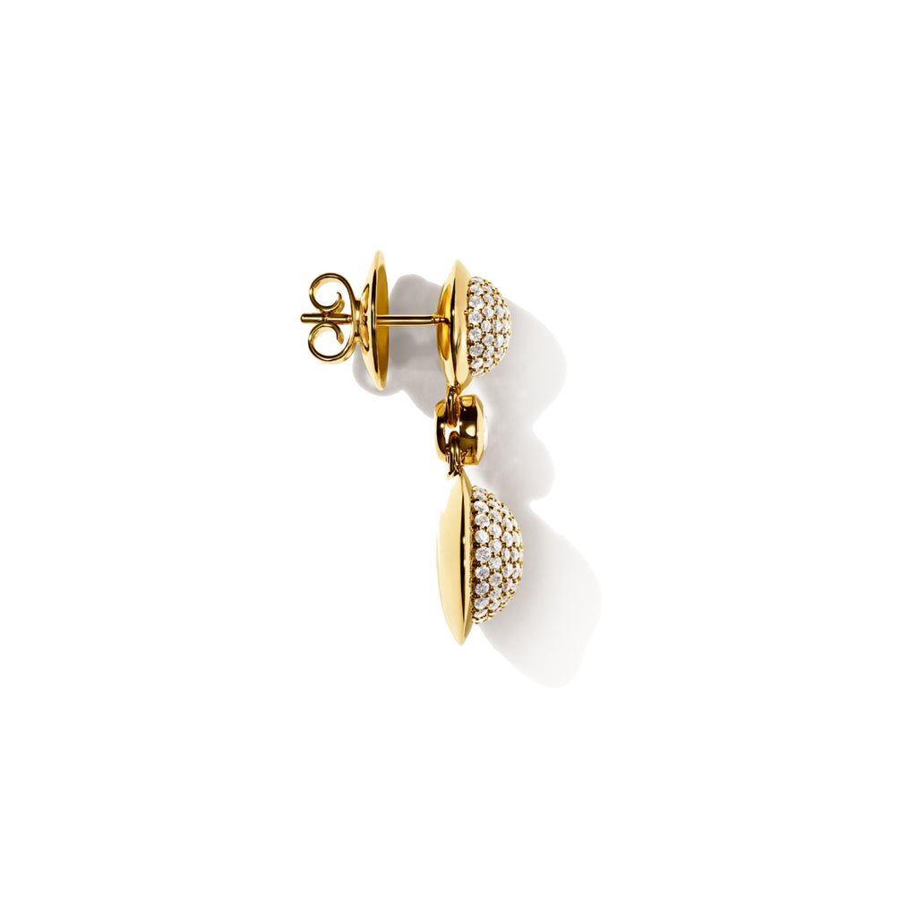 Tamara Comolli BOUTON Ohrhänger 2 Cabochons mit Diamant-Pavé (E-BOU-2-p-Cl-yg) aus Gelbgold mit Diamant