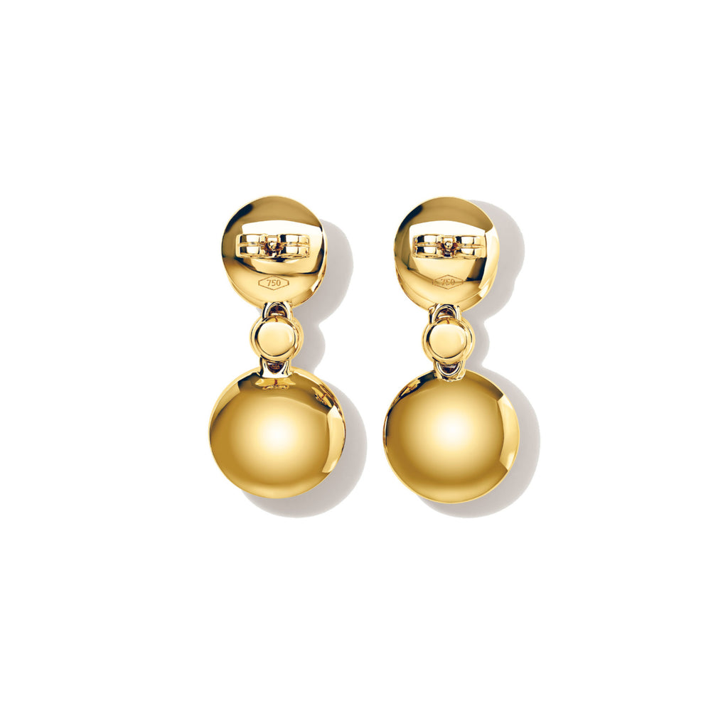 Tamara Comolli BOUTON Ohrhänger 2 Cabochons mit Diamant-Pavé (E-BOU-2-p-Cl-yg) aus Gelbgold mit Diamant