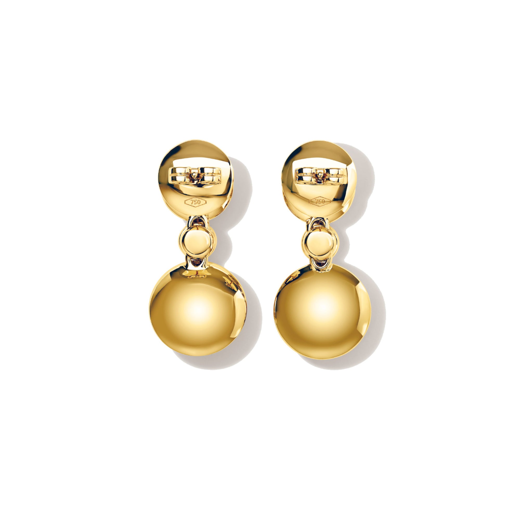 Tamara Comolli BOUTON Ohrhänger 2 Cabochons mit Diamant-Pavé (E-BOU-2-p-Cl-yg) aus Gelbgold mit Diamant