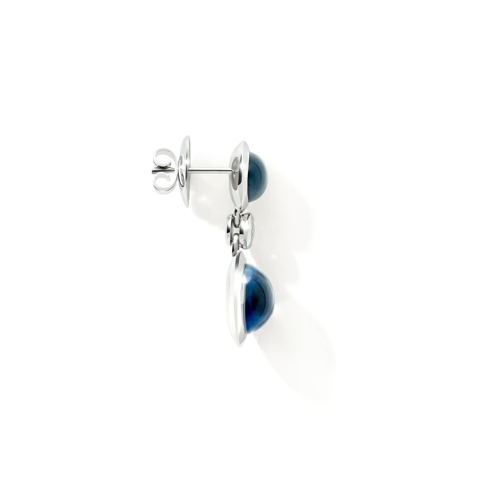 Tamara Comolli BOUTON Ohrhänger 2 Cabochons 'Sky' (E-BOU-2-Sky-Cl-wg) aus Weißgold mit Diamant, London Topas und Topas