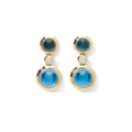 Tamara Comolli BOUTON Ohrhänger 2 Cabochons 'Sky' (E-BOU-2-Sky-Cl-yg) aus Gelbgold mit Diamant, London Topas und Topas