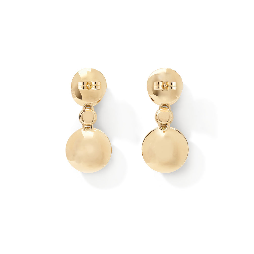 Tamara Comolli BOUTON Ohrhänger 2 Cabochons 'Sky' (E-BOU-2-Sky-Cl-yg) aus Gelbgold mit Diamant, London Topas und Topas
