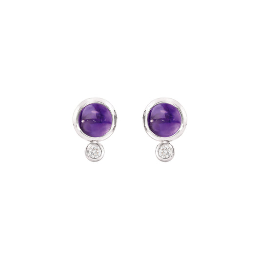 BOUTON Ohrringe Amethyst / Classic, Weißgold • Amethyst • Diamant von Tamara Comolli (E-BOU-Am-Cl-wg)