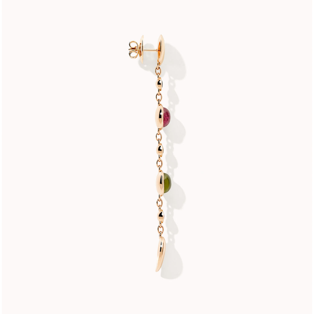 Tamara Comolli BOUTON Ohrringe Long 'Candy' (E-BOU-3-Can-Sa-rg) aus Roségold mit Diamant, Granat, Peridot, Saphir, Topas und Turmalin