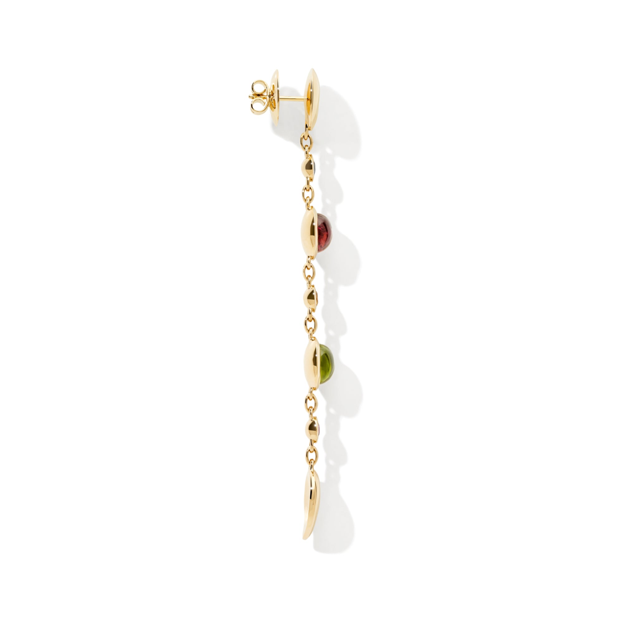 Tamara Comolli BOUTON Ohrringe Long 'Candy' (E-BOU-3-Can-Sa-yg) aus Gelbgold mit Diamant, Granat, Peridot, Saphir, Topas und Turmalin