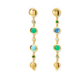Tamara Comolli BOUTON Ohrringe Long 'Lagoon' (E-BOU-3-Lag-M-yg) aus Gelbgold mit Diamant, Chrysopras, Topas, Tsavorit und Türkis