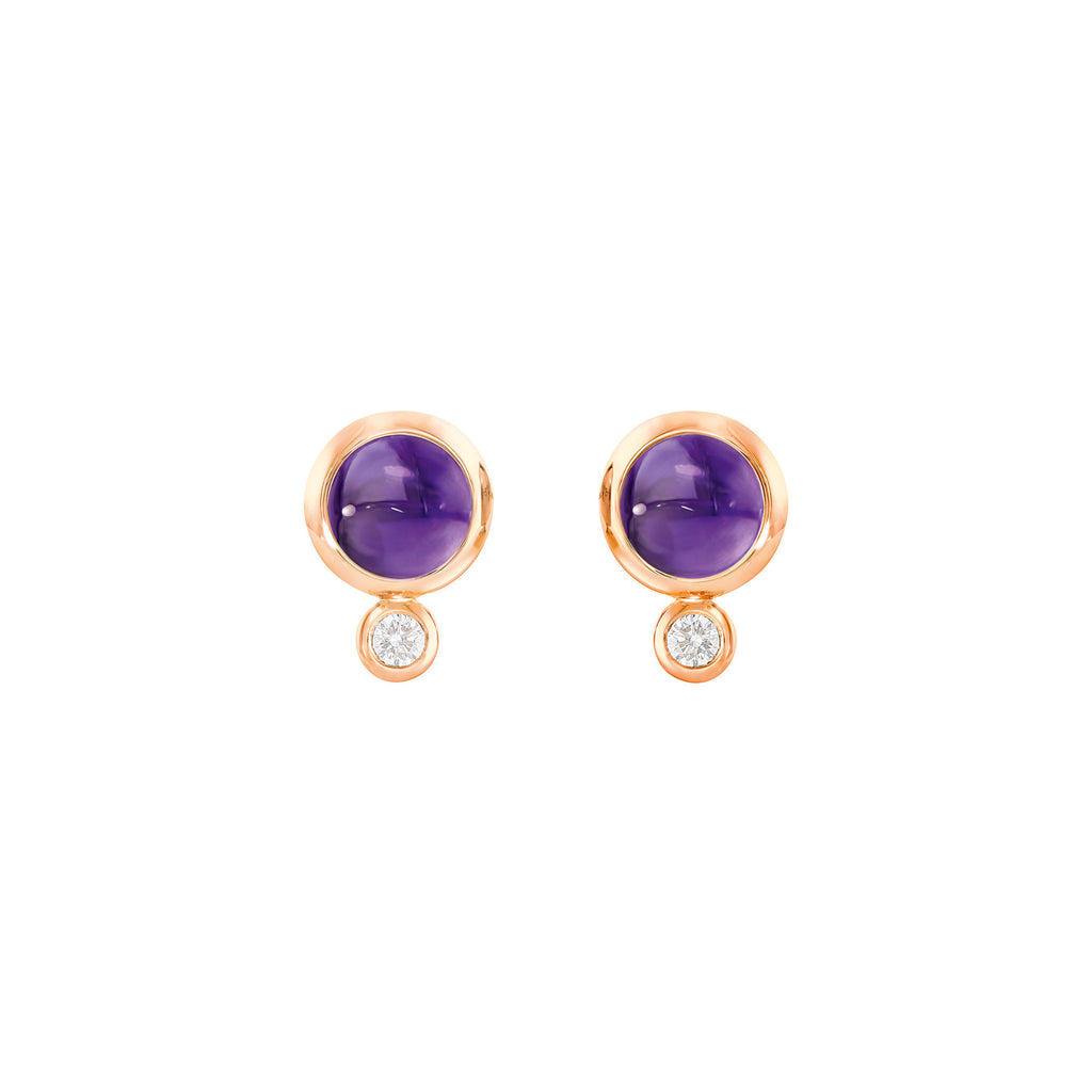 Tamara Comolli BOUTON Ohrstecker (E-BOU-Am-Cl-rg) aus Roségold mit Amethyst und Diamant