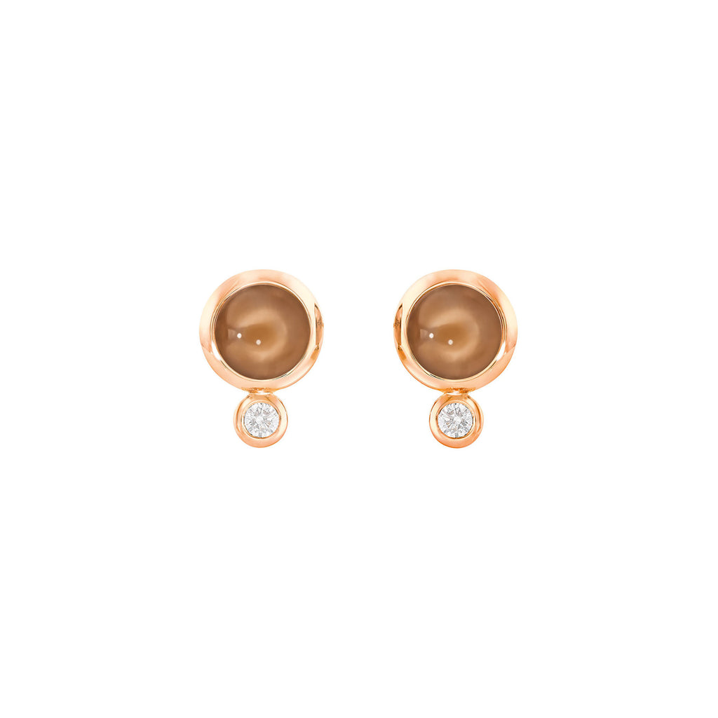 Tamara Comolli BOUTON Ohrstecker (E-BOU-MoBr-Cl-rg) aus Roségold mit Diamant und Mondstein