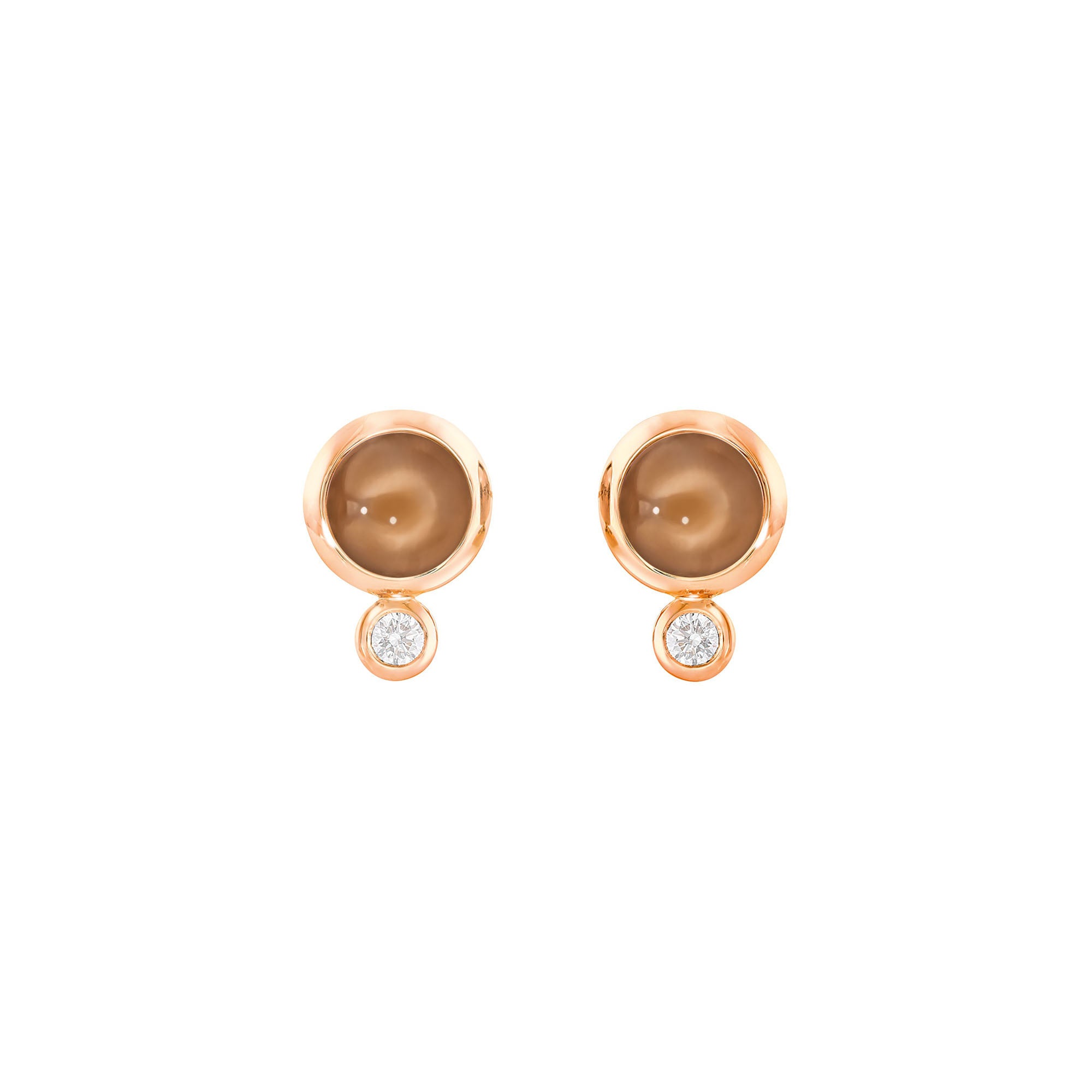 Tamara Comolli BOUTON Ohrstecker (E-BOU-MoBr-Cl-rg) aus Roségold mit Diamant und Mondstein