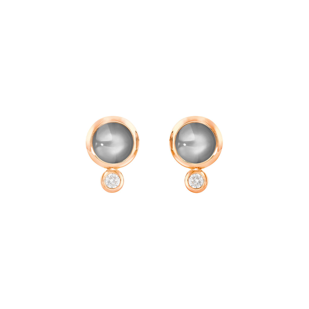 Tamara Comolli BOUTON Ohrstecker (E-BOU-MoGr-Cl-rg) aus Roségold mit Diamant und Mondstein