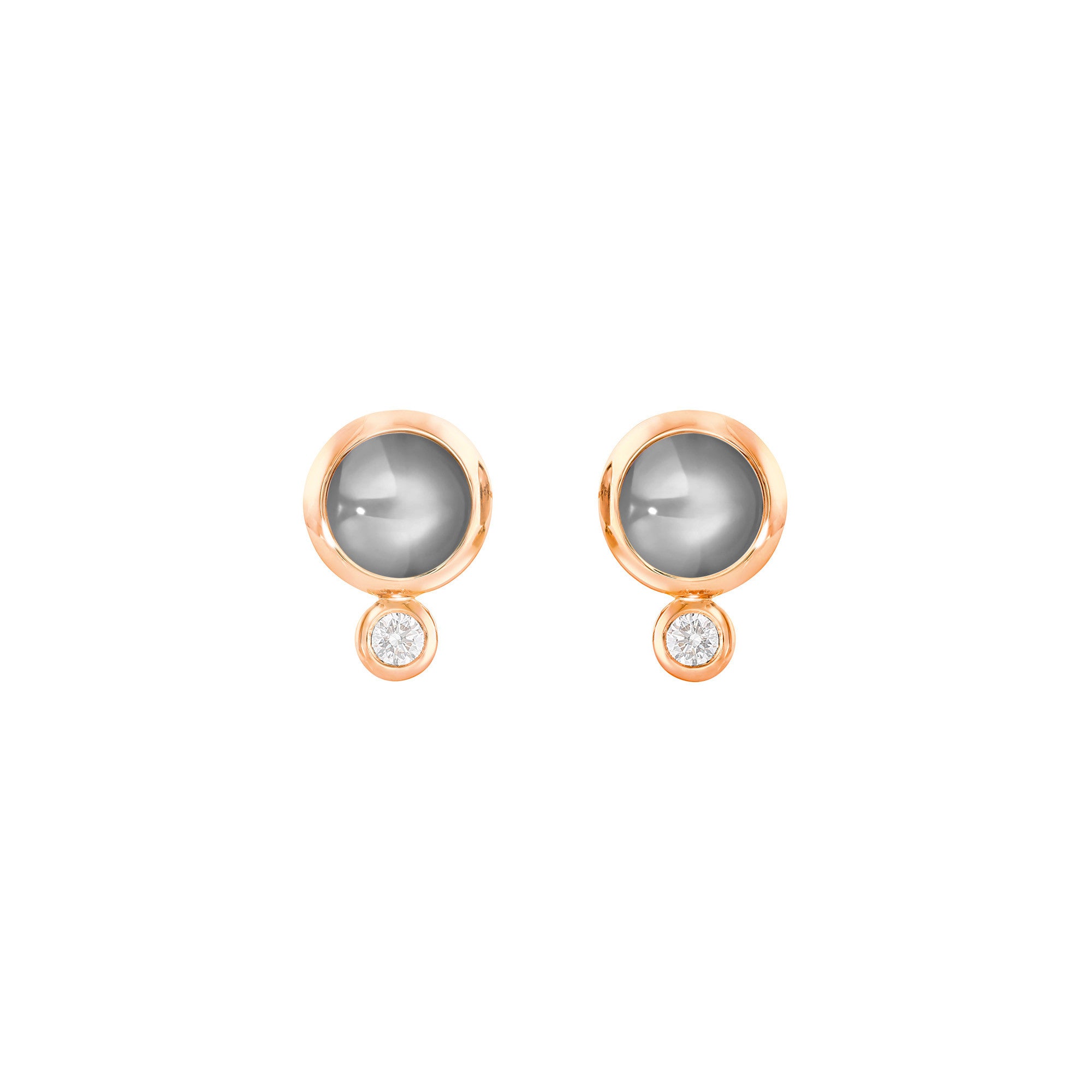 Tamara Comolli BOUTON Ohrstecker (E-BOU-MoGr-Cl-rg) aus Roségold mit Diamant und Mondstein