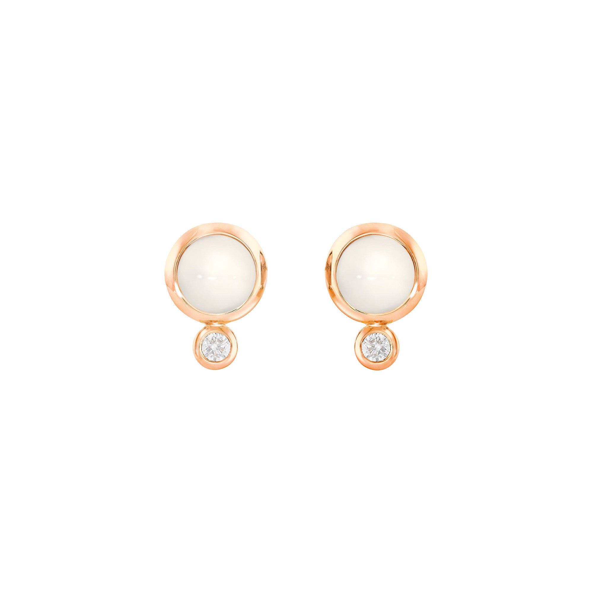 Tamara Comolli BOUTON Ohrstecker (E-BOU-MoSa-Cl-rg) aus Roségold mit Diamant und Mondstein