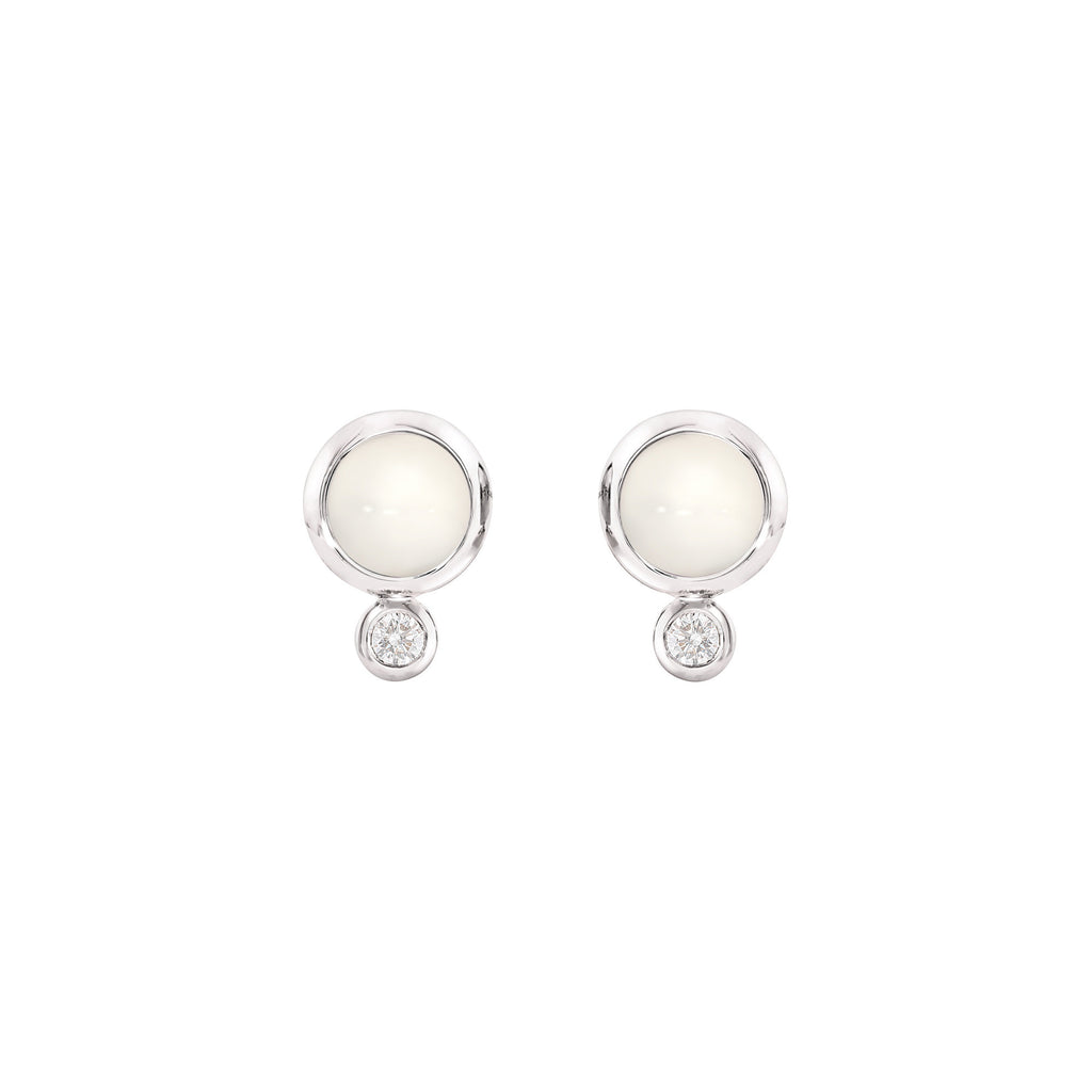 Tamara Comolli BOUTON Ohrstecker (E-BOU-MoSa-Cl-wg) aus Weißgold mit Diamant und Mondstein