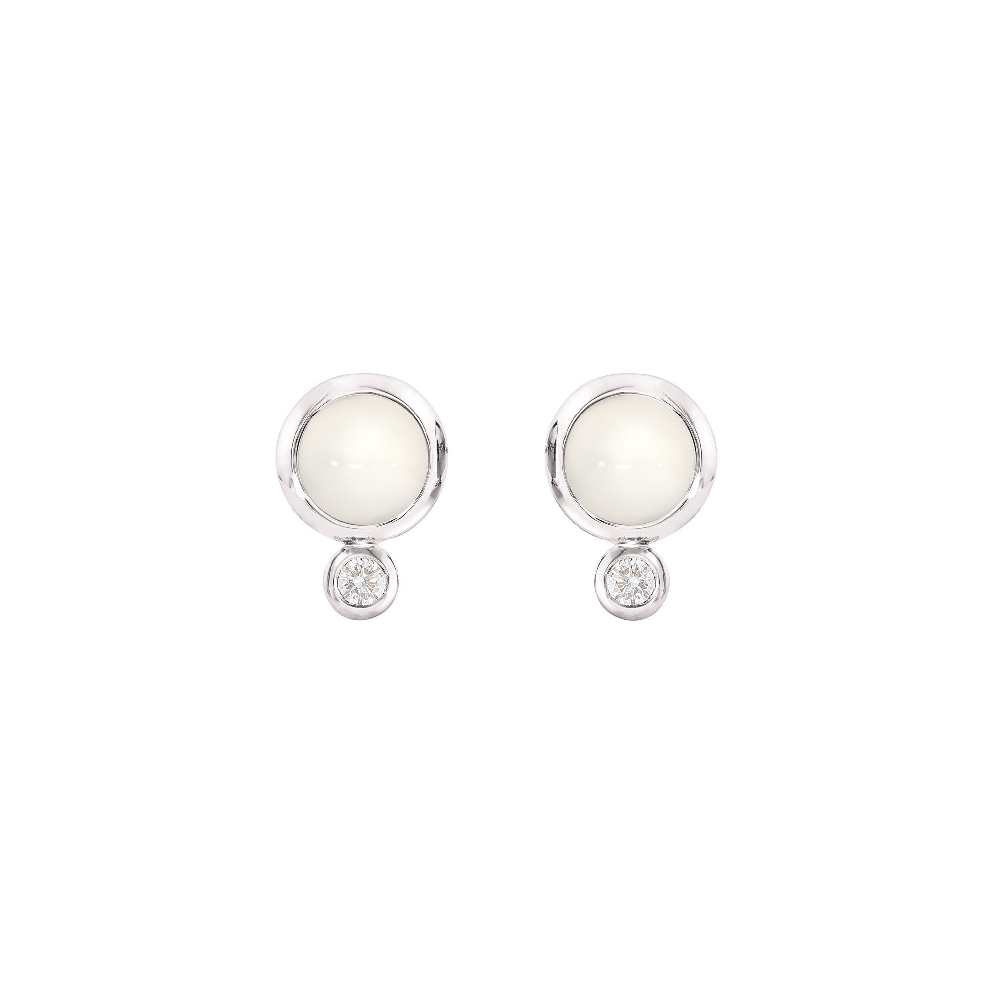 Tamara Comolli BOUTON Ohrstecker (E-BOU-MoSa-Cl-wg) aus Weißgold mit Diamant und Mondstein