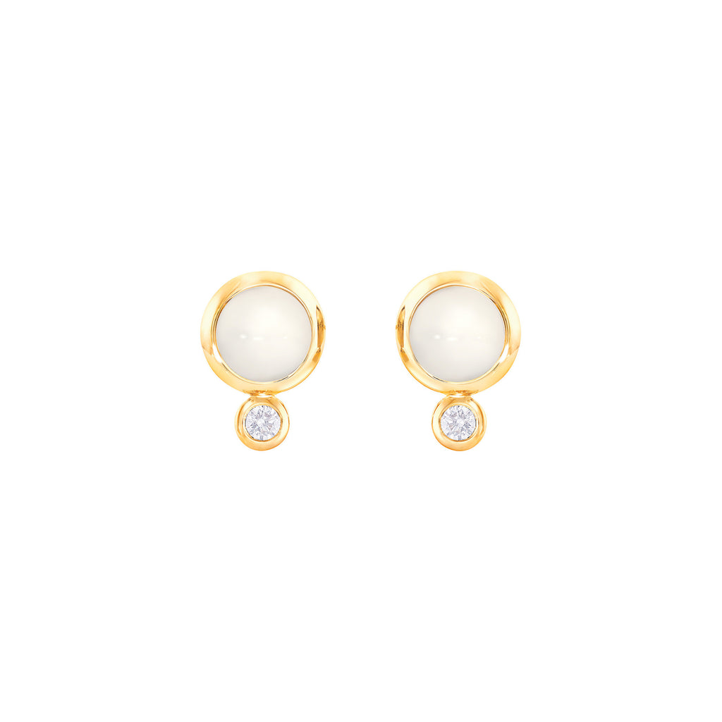Tamara Comolli BOUTON Ohrstecker (E-BOU-MoSa-Cl-yg) aus Gelbgold mit Diamant und Mondstein