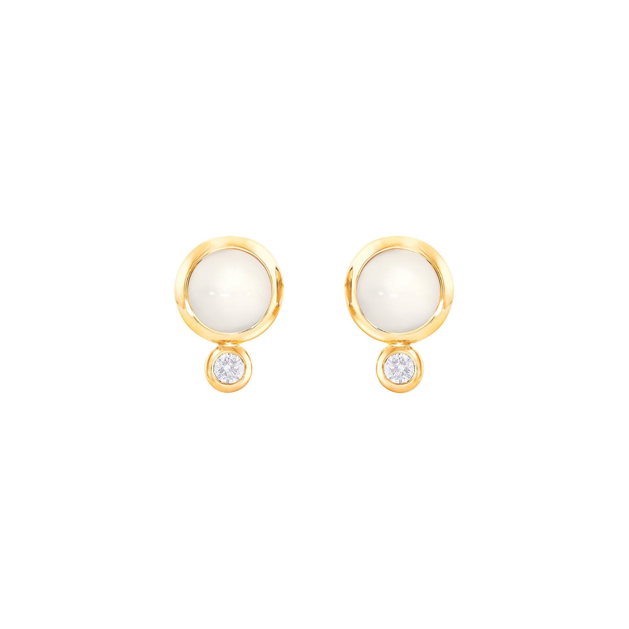 Tamara Comolli BOUTON Ohrstecker (E-BOU-MoSa-Cl-yg) aus Gelbgold mit Diamant und Mondstein