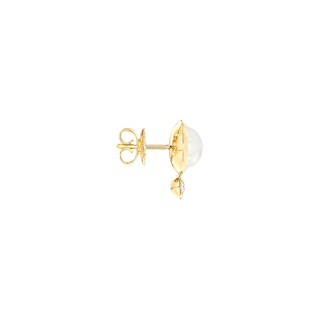 Tamara Comolli BOUTON Ohrstecker (E-BOU-MoSa-Cl-yg) aus Gelbgold mit Diamant und Mondstein