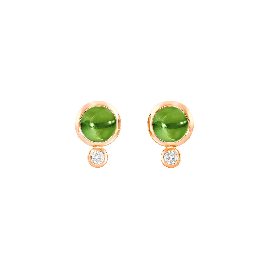 Tamara Comolli BOUTON Ohrstecker (E-BOU-Per-Cl-rg) aus Roségold mit Diamant und Peridot