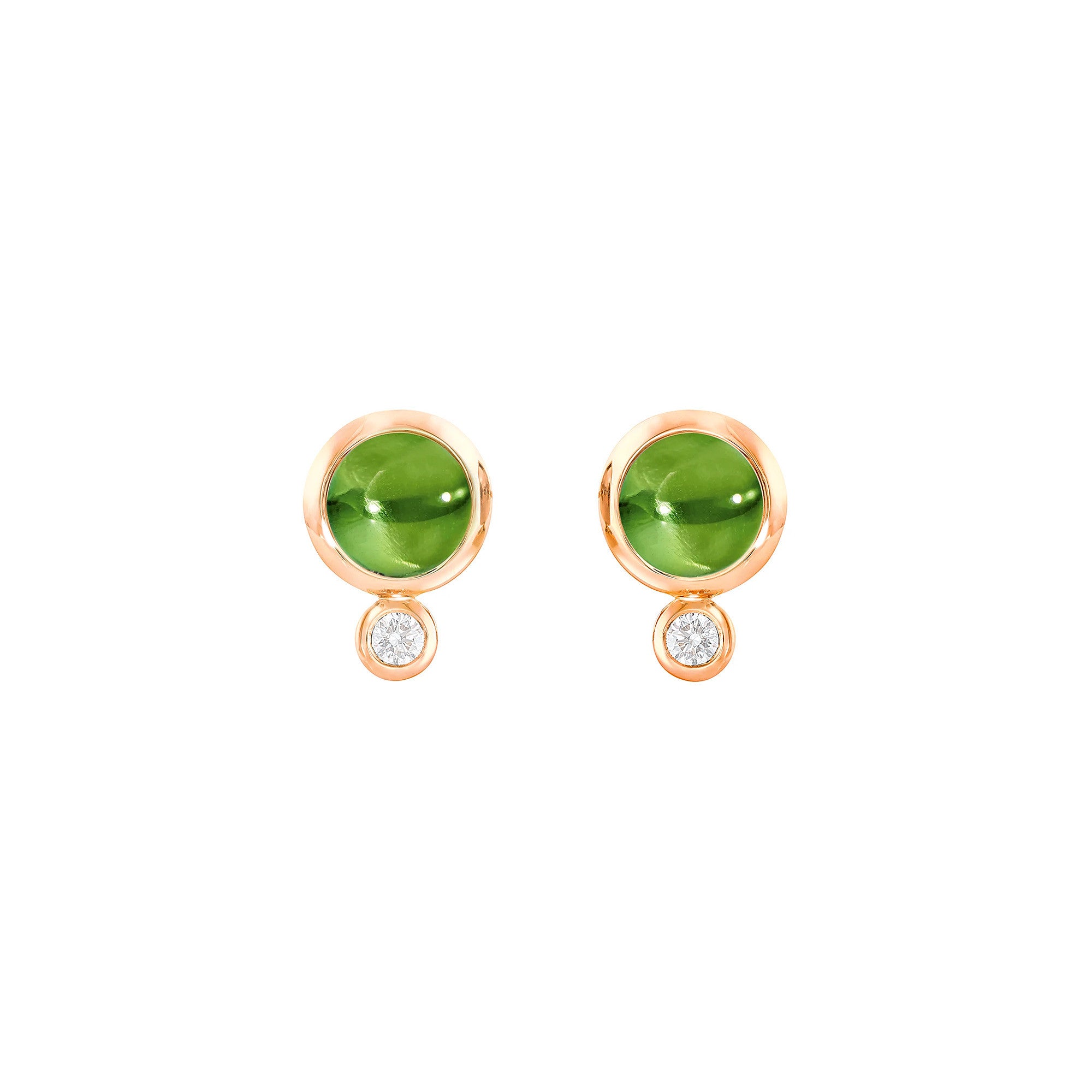 Tamara Comolli BOUTON Ohrstecker (E-BOU-Per-Cl-rg) aus Roségold mit Diamant und Peridot