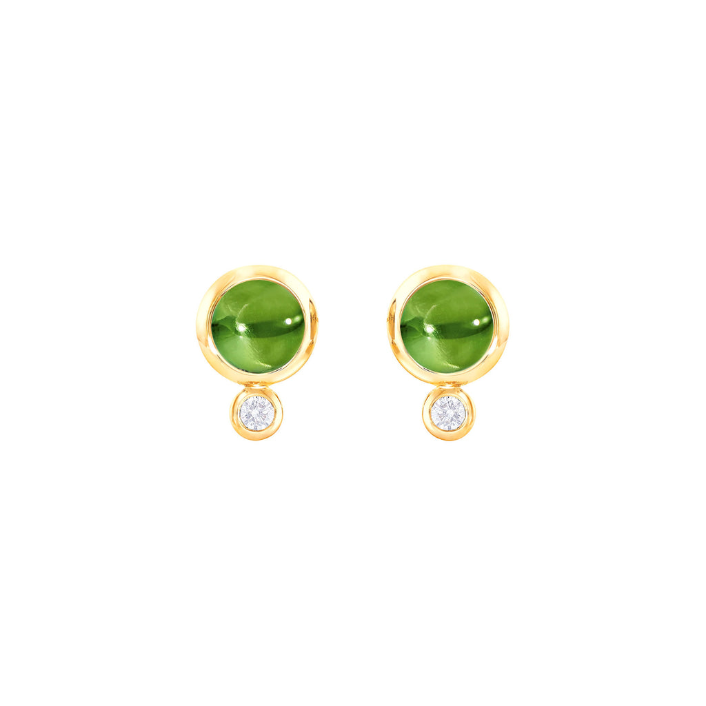 Tamara Comolli BOUTON Ohrstecker (E-BOU-Per-Cl-yg) aus Gelbgold mit Diamant und Peridot