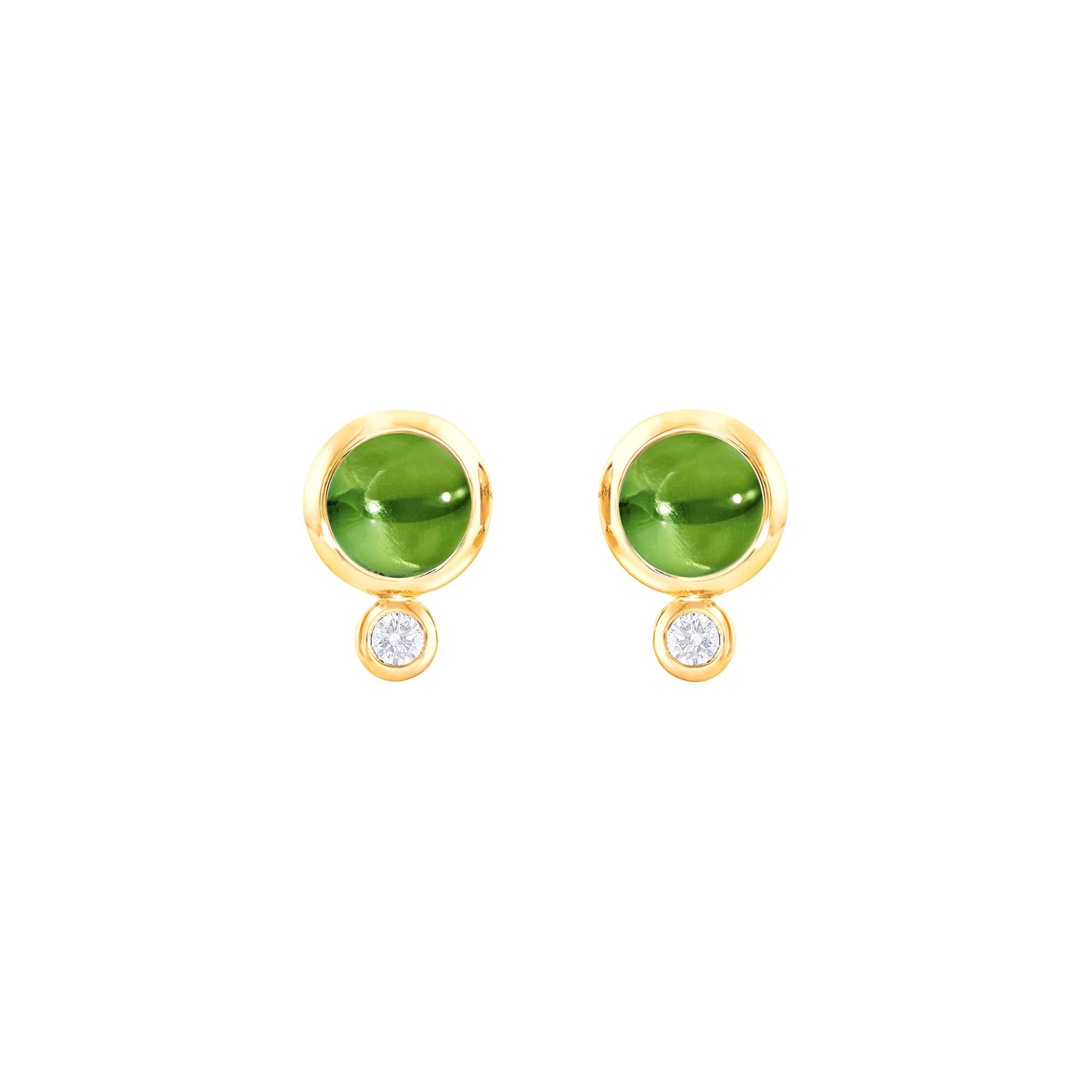 Tamara Comolli BOUTON Ohrstecker (E-BOU-Per-Cl-yg) aus Gelbgold mit Diamant und Peridot