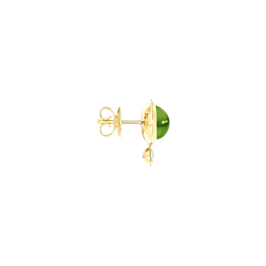 Tamara Comolli BOUTON Ohrstecker (E-BOU-Per-Cl-yg) aus Gelbgold mit Diamant und Peridot