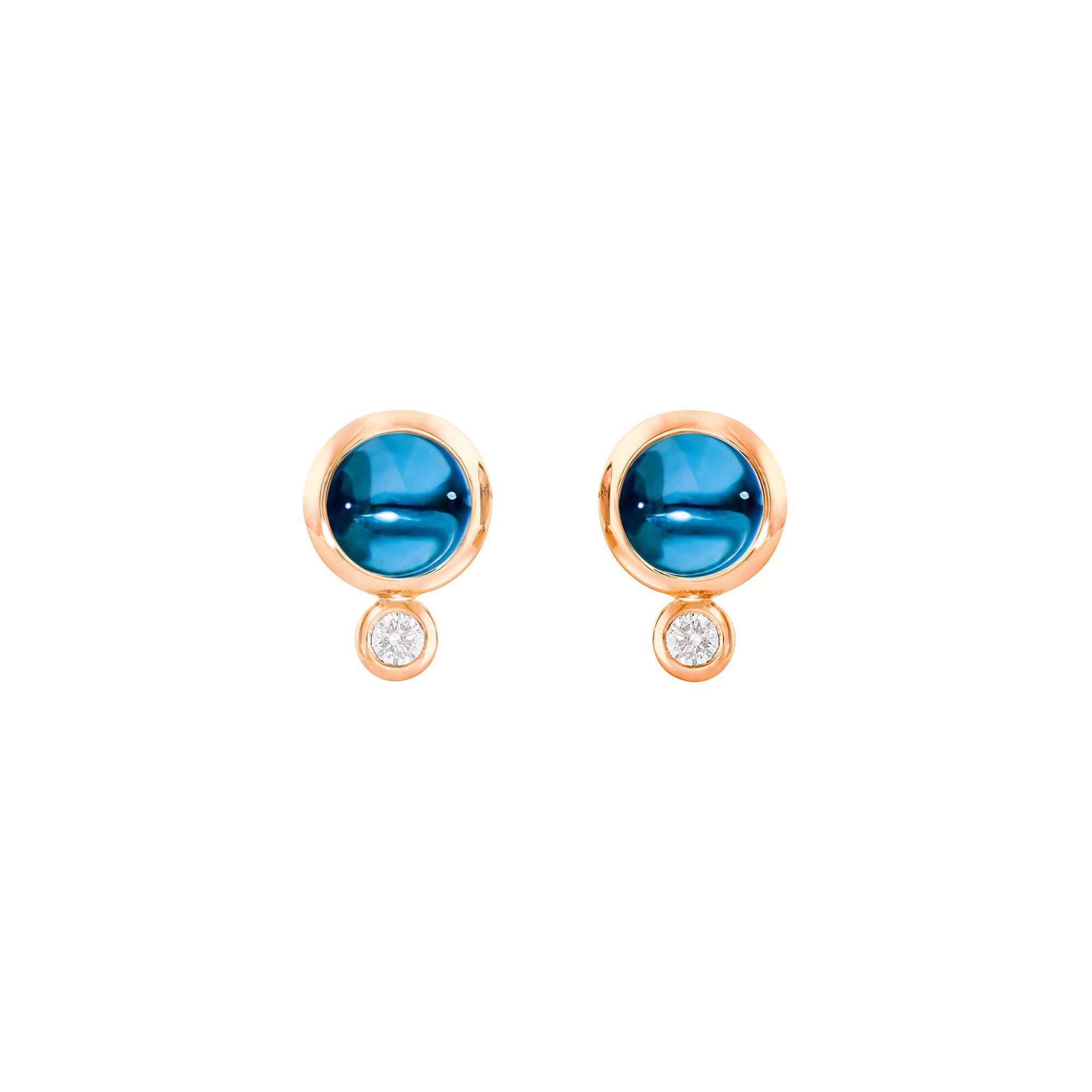 Tamara Comolli BOUTON Ohrstecker (E-BOU-ToLo-Cl-rg) aus Roségold mit Diamant, London Topas und Topas