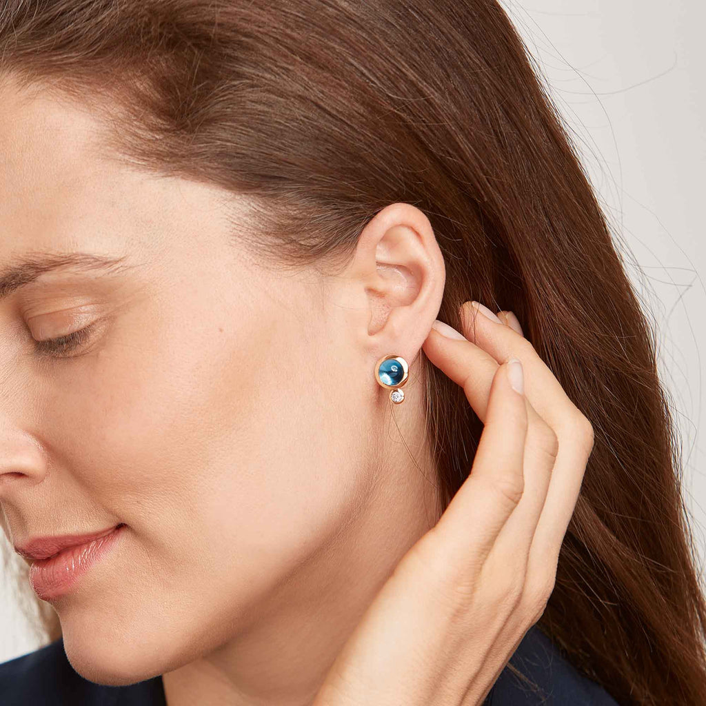 Tamara Comolli BOUTON Ohrstecker (E-BOU-ToLo-Cl-rg) aus Roségold mit Diamant, London Topas und Topas