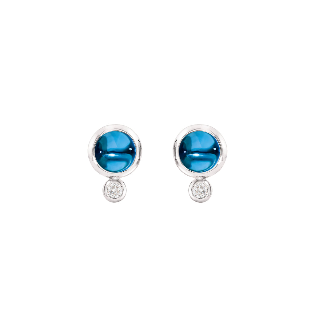 Tamara Comolli BOUTON Ohrstecker (E-BOU-ToLo-Cl-wg) aus Weißgold mit Diamant, London Topas und Topas