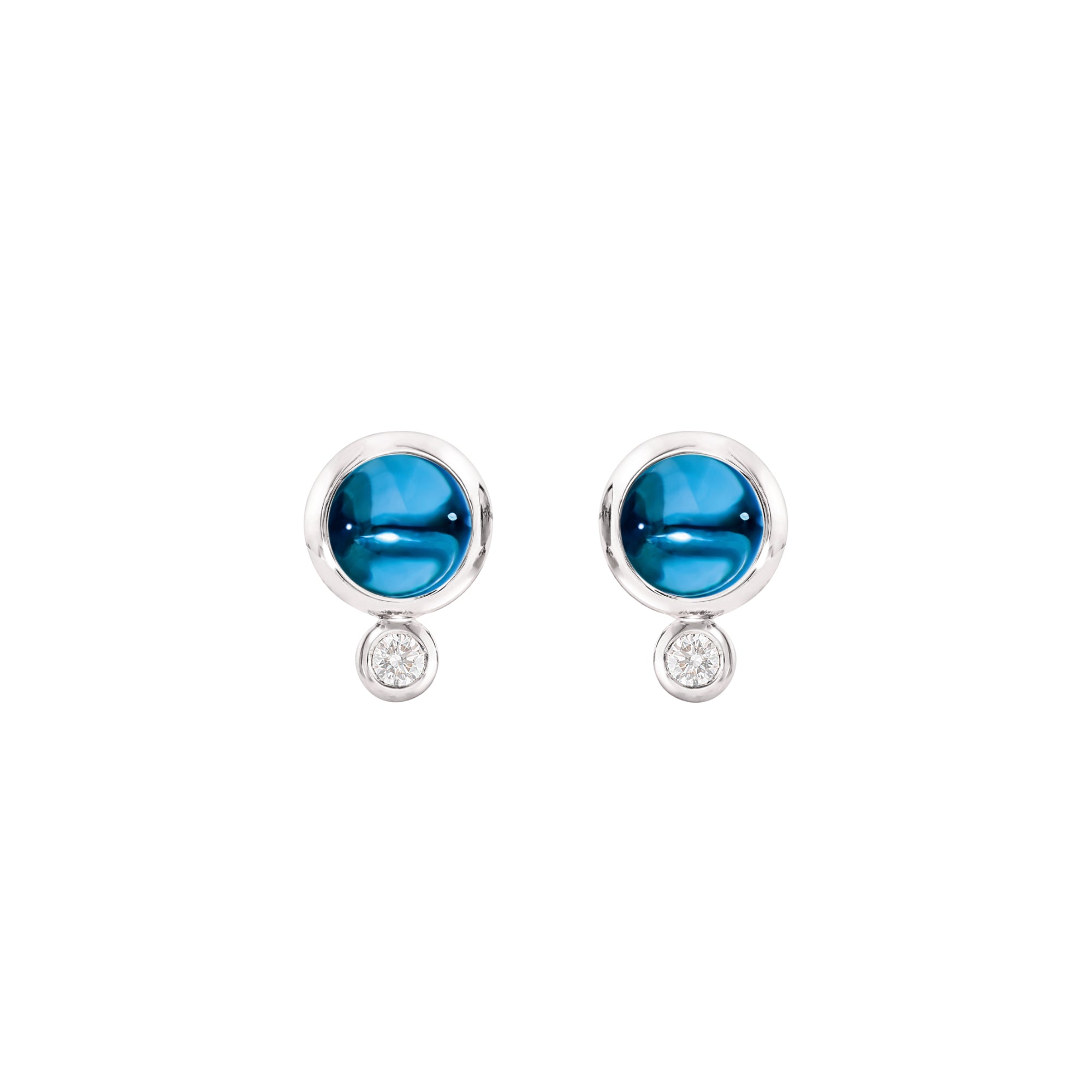 Tamara Comolli BOUTON Ohrstecker (E-BOU-ToLo-Cl-wg) aus Weißgold mit Diamant, London Topas und Topas