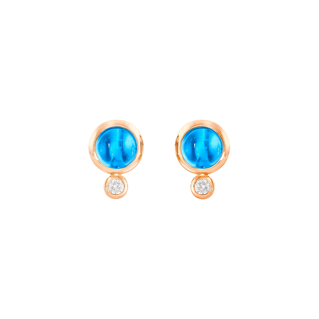 Tamara Comolli BOUTON Ohrstecker (E-BOU-ToSw-Cl-rg) aus Roségold mit Diamant und Topas