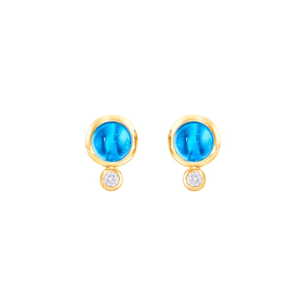 Tamara Comolli BOUTON Ohrstecker (E-BOU-ToSw-Cl-yg) aus Gelbgold mit Diamant und Topas