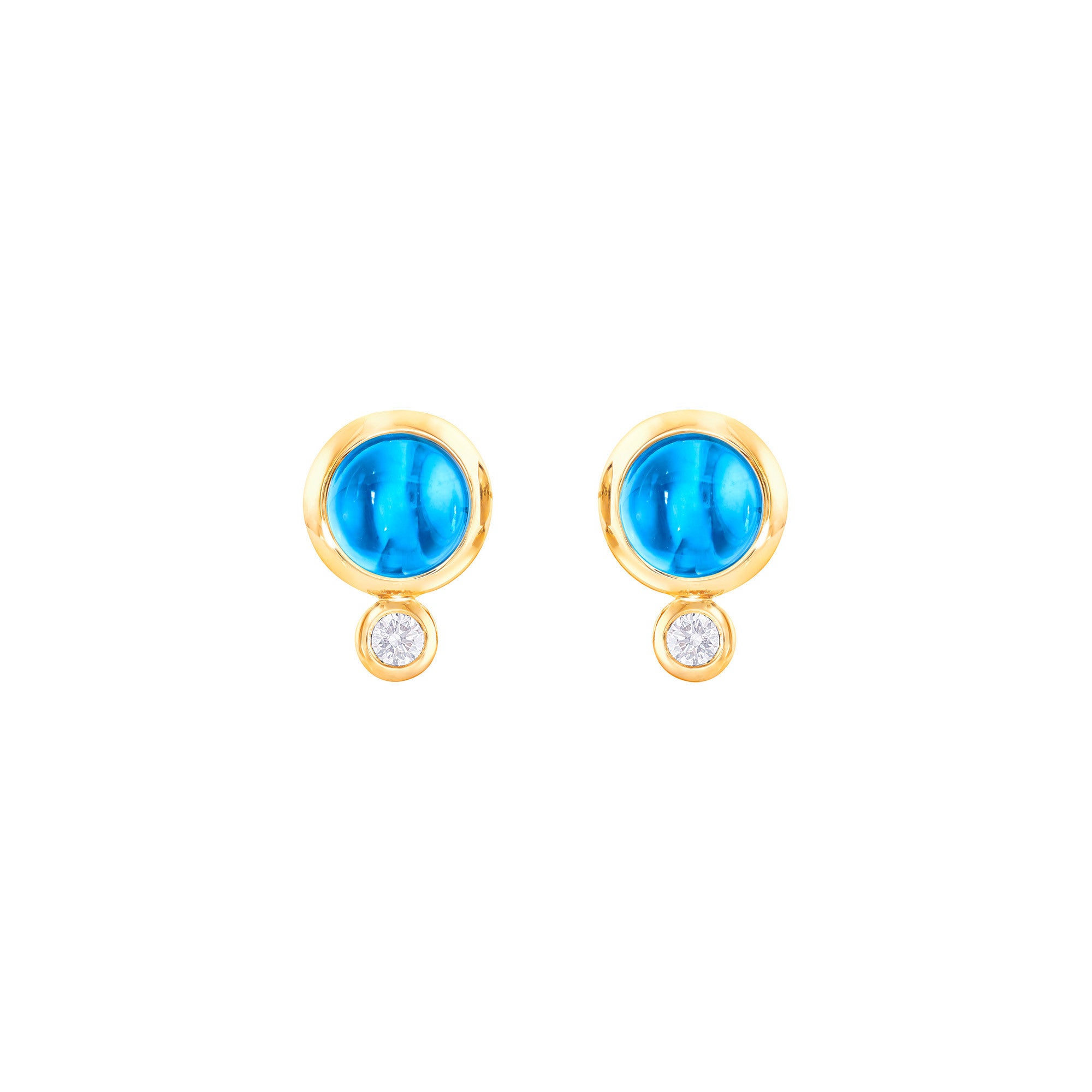 Tamara Comolli BOUTON Ohrstecker (E-BOU-ToSw-Cl-yg) aus Gelbgold mit Diamant und Topas