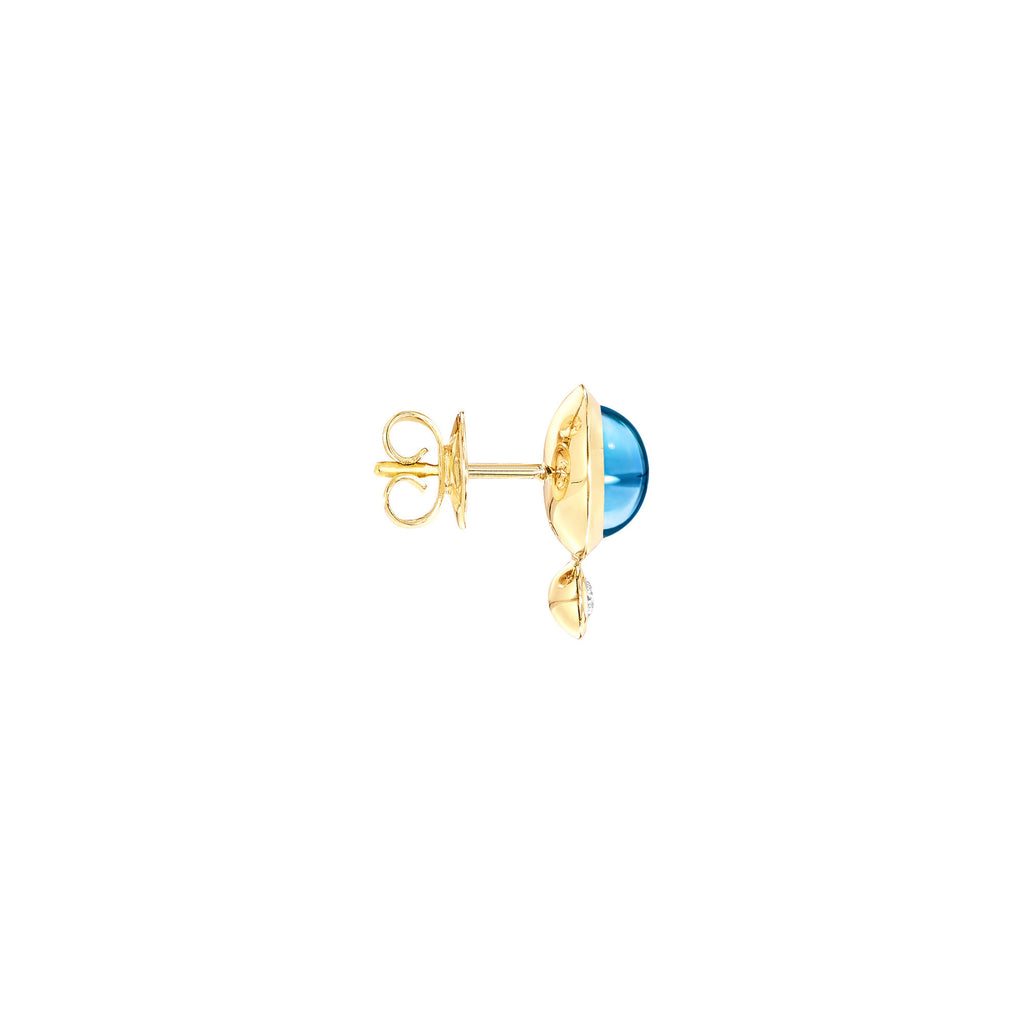 Tamara Comolli BOUTON Ohrstecker (E-BOU-ToSw-Cl-yg) aus Gelbgold mit Diamant und Topas