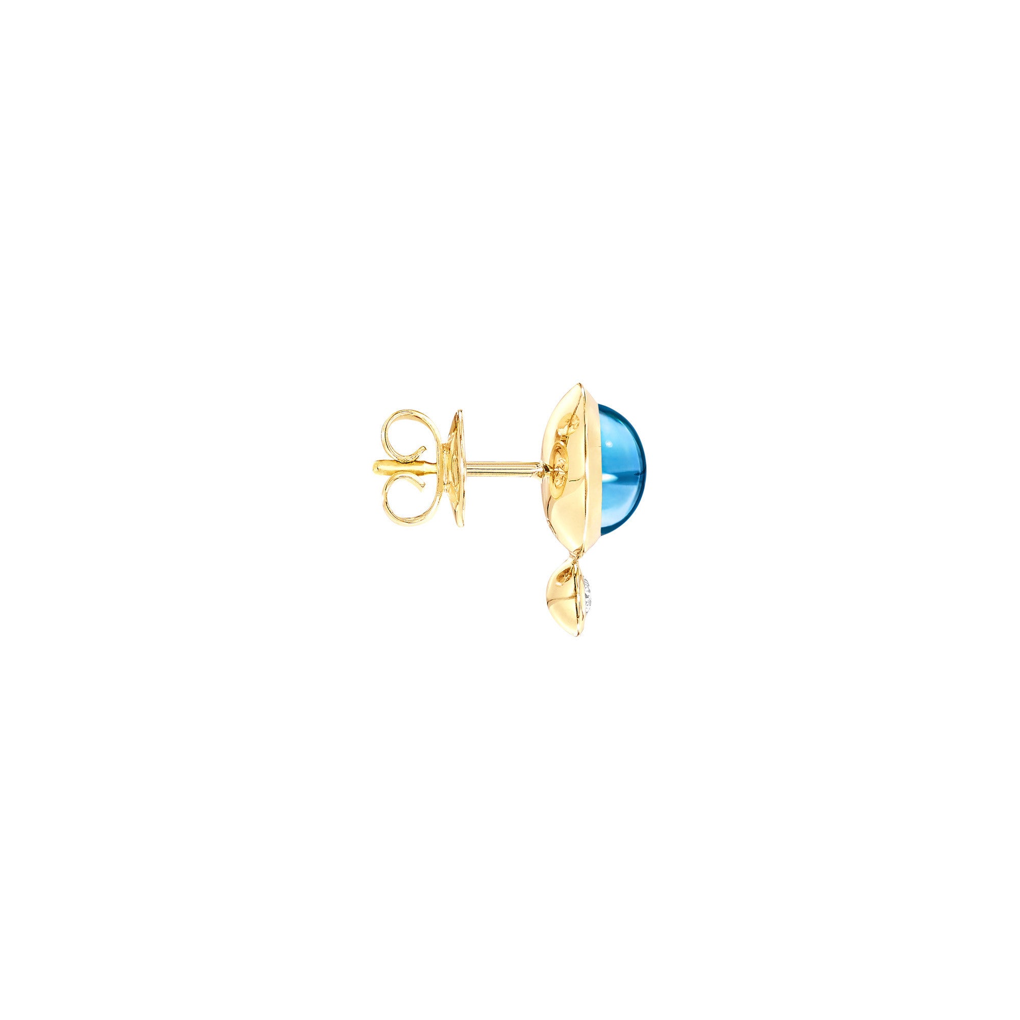 Tamara Comolli BOUTON Ohrstecker (E-BOU-ToSw-Cl-yg) aus Gelbgold mit Diamant und Topas