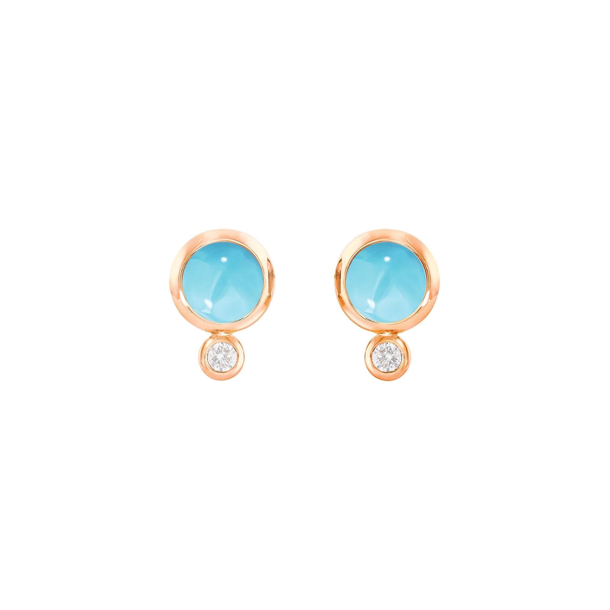 Tamara Comolli BOUTON Ohrstecker (E-BOU-Tur-Cl-rg) aus Roségold mit Diamant und Türkis