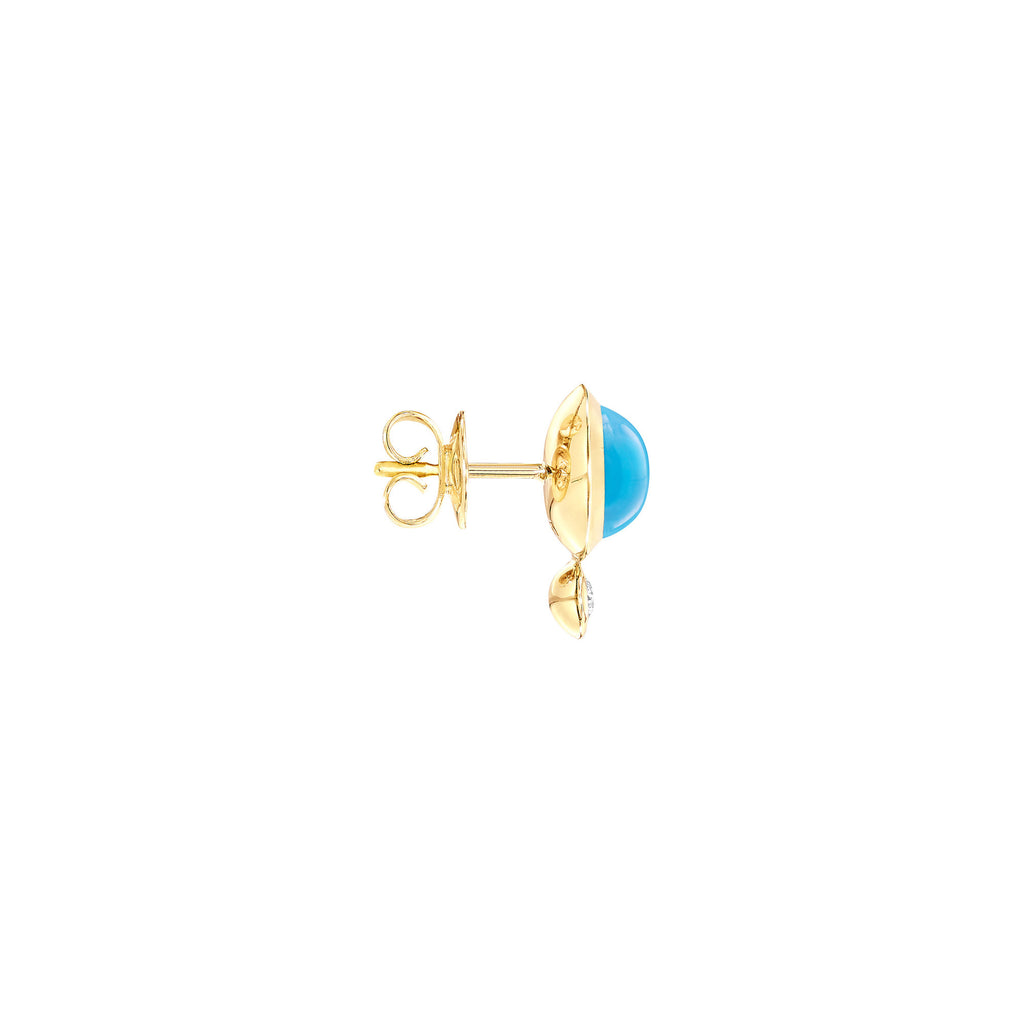 Tamara Comolli BOUTON Ohrstecker (E-BOU-Tur-Cl-yg) aus Gelbgold mit Diamant und Türkis
