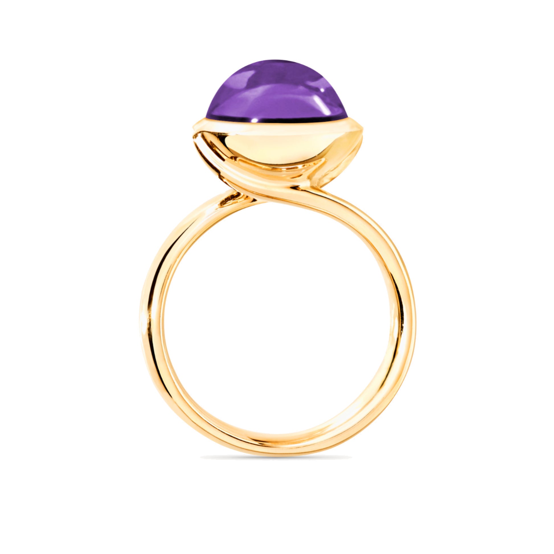Tamara Comolli BOUTON Ring Large mit Amethyst (R-BOU-l-Am-yg) aus Gelbgold mit Amethyst