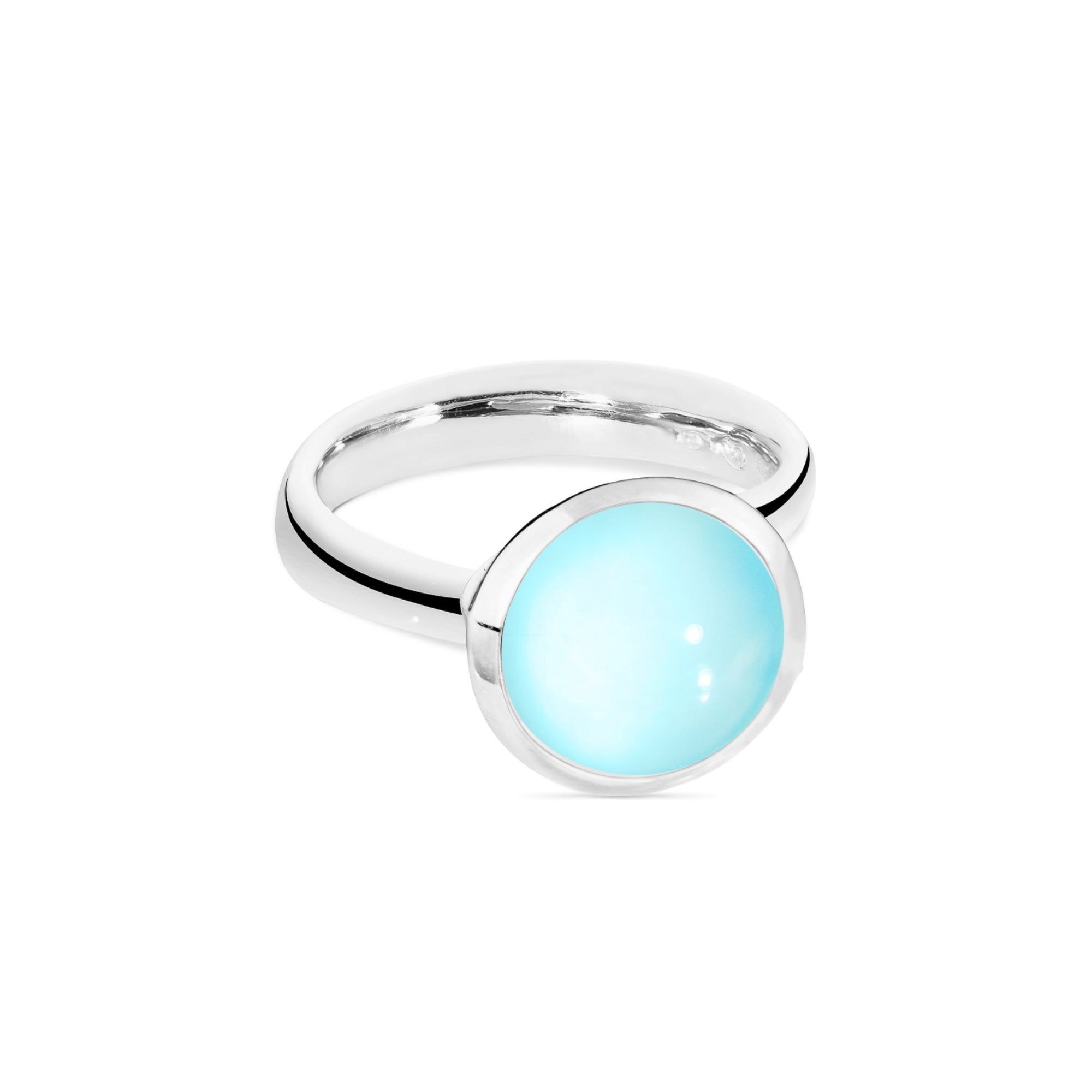 Tamara Comolli BOUTON Ring Large mit Chalcedon (R-BOU-l-ChAq-wg) aus Weißgold mit Chalcedon
